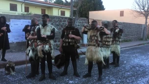 이탈리아 Perfugas Sardegna Sassari Cagliari 2020 전형적 춤추는 양피를 사람들 — 비디오