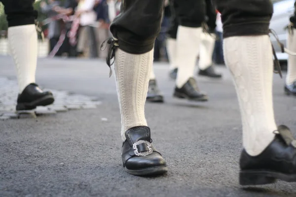 Merano Druivenfestival Zuid Tirol Met Typische Muziekgroepen Typische Tiroolse Kleding — Stockfoto