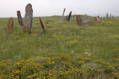 Living Menhirs of Khakassia, at night it seems that they move clipart