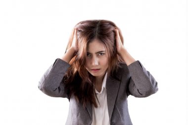 Kadın stres sıkı çalışma hakkında.