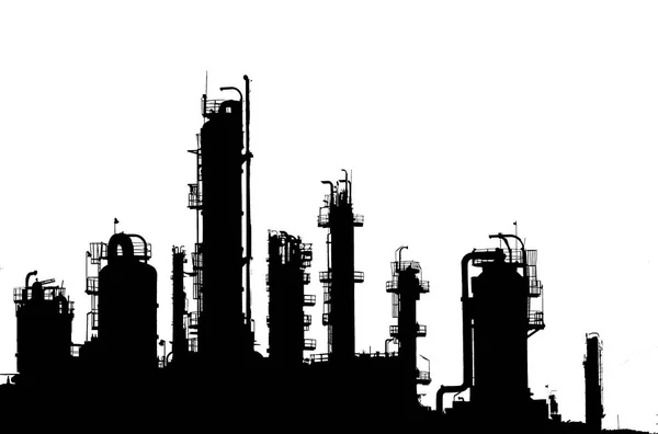 Siluett Bild Destillation Tower Petrokemisk Isolerad Vit Bakgrund — Stockfoto