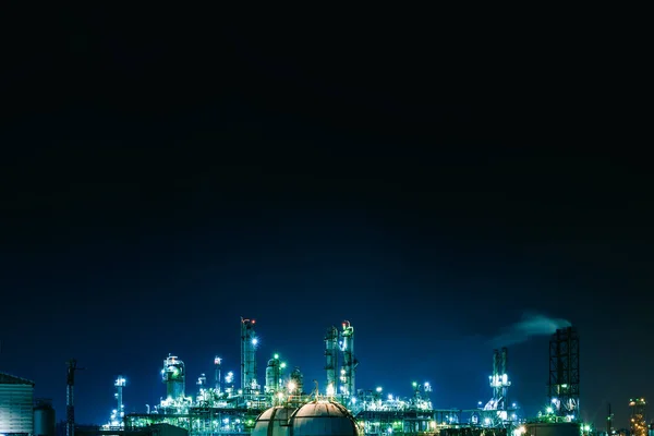 Iluminación Purpurina Industria Petroquímica Con Noche — Foto de Stock