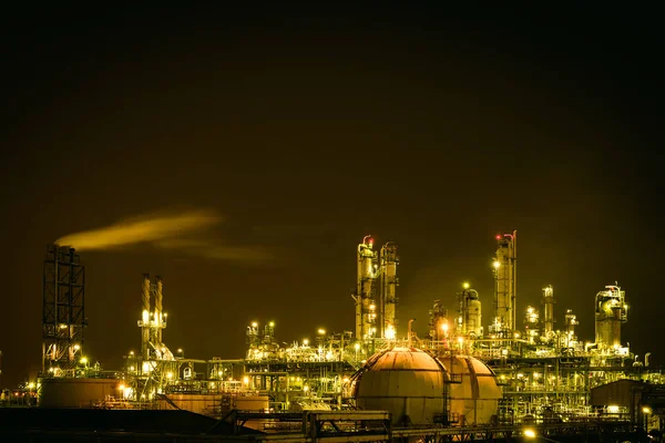 Éclairage Par Paillettes Usine Industrielle Avec Nuit Fabrication Industrie Pétrochimique — Photo