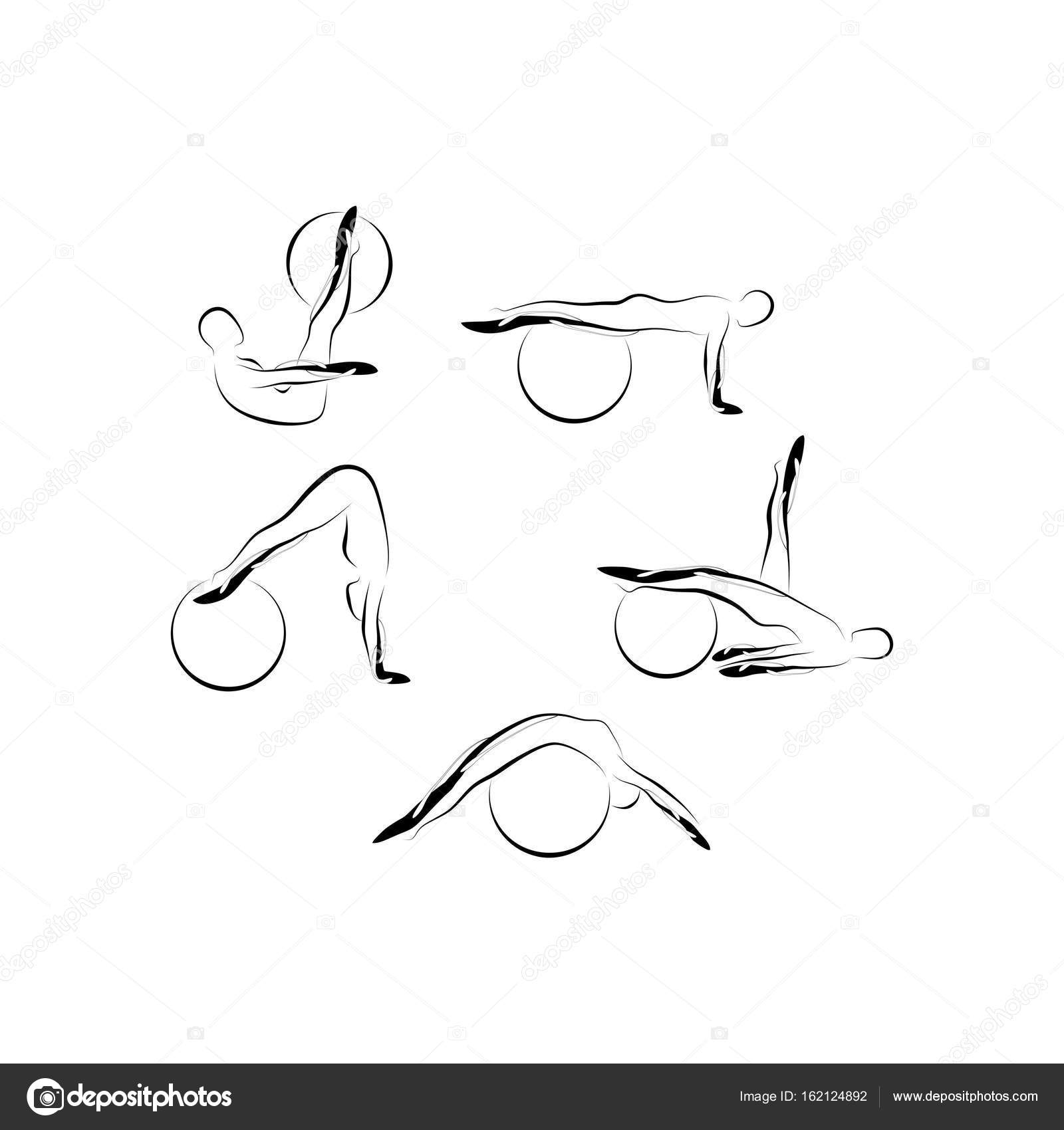 Set Of Abstract Pilates Poses Stock Vector By ©sashica, 60% OFF