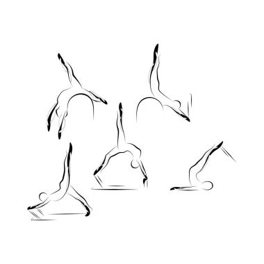 Set of abstract pilates poses clipart