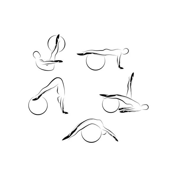 Ensemble de poses abstraites de pilates — Image vectorielle
