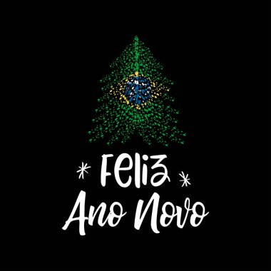 Mutlu yeni yıl ve Brezilya bayrağı ile Noel ağacı