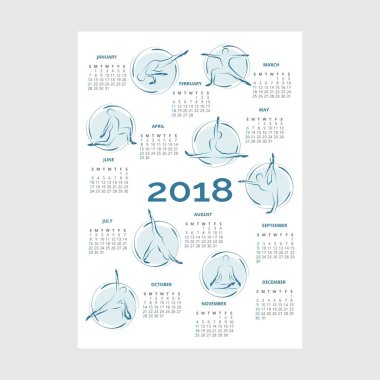 Takvim 2018 ile yoga poses