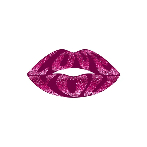 Love You Quote Form Lips Glitter Effect - Stok Vektor