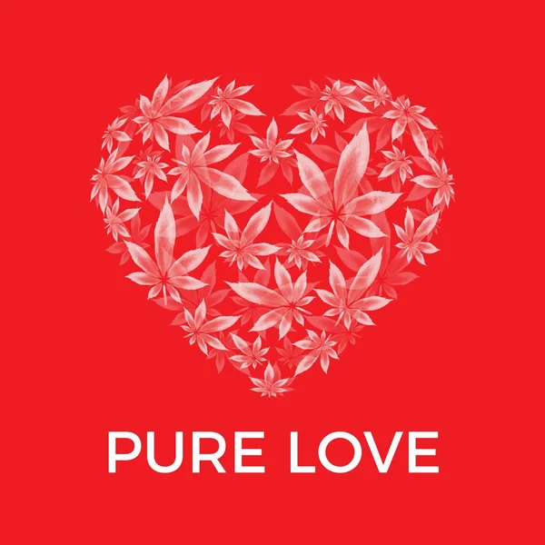 Marihuana yaprağı kalp vektörü çizimi