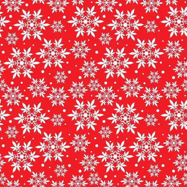 Christmas Snowflakes Cannabis Leaf Seamless Vector Pattern — Stock Vector