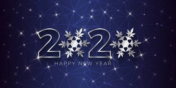 快乐新年背景与大麻圣诞球矢量插图 快乐2020 — 图库矢量图片