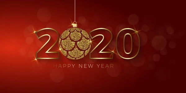 Gelukkig Nieuwjaar 2020 Met Kerstbal Zeemeermin Schalen Vector Achtergrond Illustratie — Stockvector