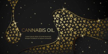  Esrar içeren kenevir damlası vektör arkaplanı bırakır. Kenevir yağ vektörü illüstrasyonu