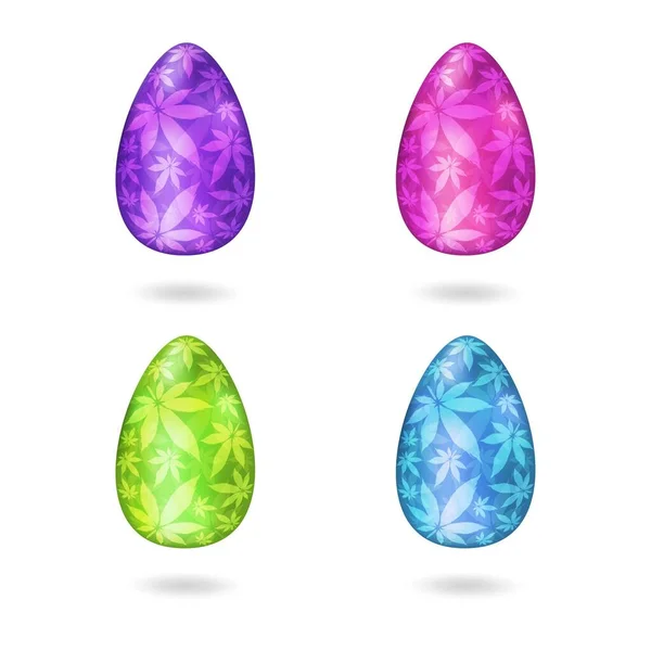 Easter Egg Marijuana Leaves Vector Illustration — Stock Vector