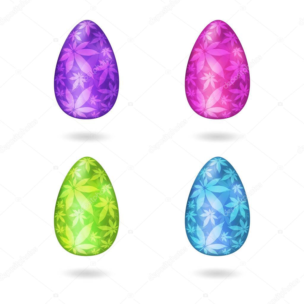 Easter egg with marijuana  leaves vector illustration