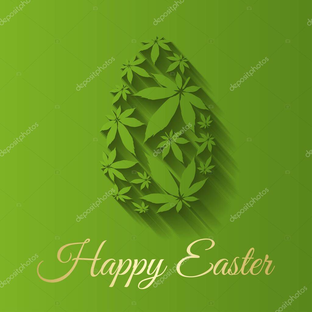 Easter egg with marijuana  leaves vector illustration