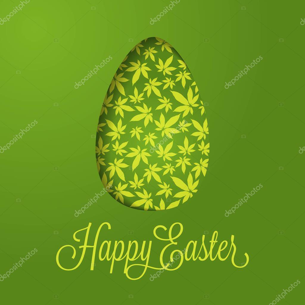 Easter egg with marijuana  leaves vector illustration
