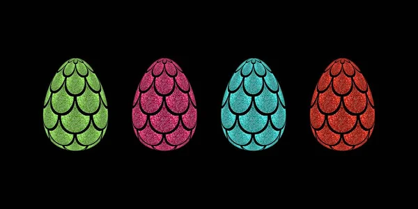 Easter Egg Glitter Mermaid Scales Vector Illustration — Stock Vector