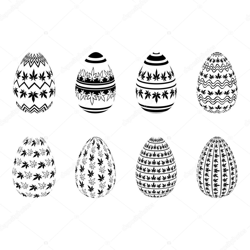 Easter egg with marijuana  leaves vector illustration