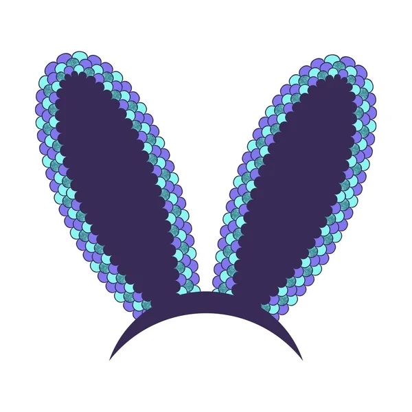 闪烁着美人鱼鳞片的复活节兔子耳朵 快乐的复活节背景 — 图库矢量图片