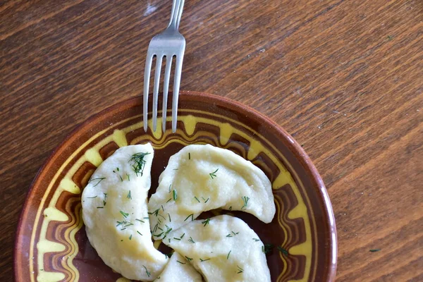 Vareniki Pelmeni Oekraïense Russische Keuken — Stockfoto