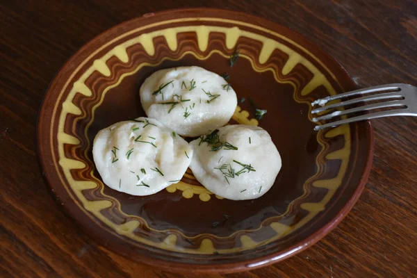 Vareniki Pelmeni Oekraïense Russische Keuken — Stockfoto