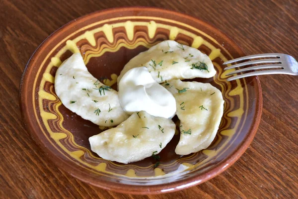 Vareniki Pelmeni Oekraïense Russische Keuken — Stockfoto