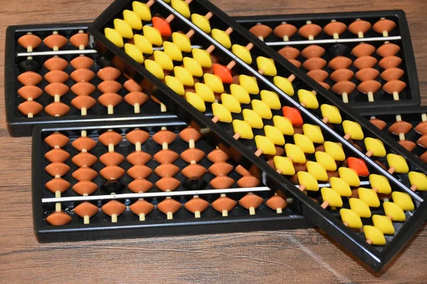 Abacus Wooden Background Mental Arithmetic — Stock Photo, Image