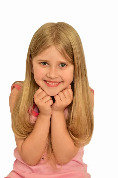 Blonde Girl White Background — Stock Photo, Image