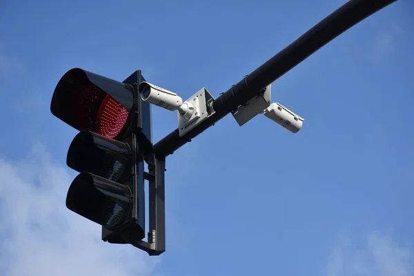 Close View Traffic Lights Blue Sky — Fotografia de Stock