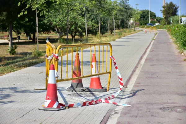 Detail View Bike Path Hatchway Edged Fence — Stock Fotó