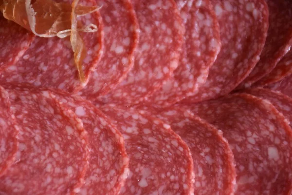 Salsiccia Salame Piatto Carne — Foto Stock