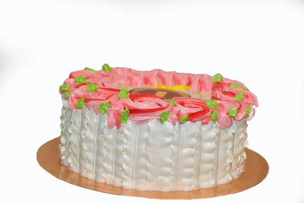 Kuchen Mit Cremefarbenen Blüten — Stockfoto