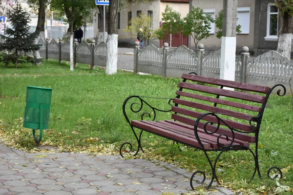 Wooden Bench Park — Stock Photo, Image