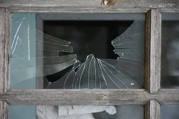 Broken Glass Old Window — Stock Photo, Image