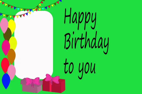 Boldog Születésnapot Üdvözlő Kártya Illusztráció Zöld Háttér — Stock Fotó