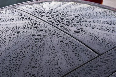 Araba çatıda, doğa arka plan su damlaları