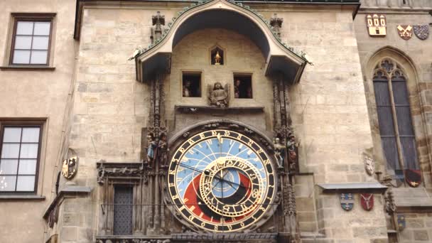 Prague Astronomical Clock, Or Prague Orloj Is a Medieval Clock Located in Prague, The Capital of the Czech Republic — стоковое видео