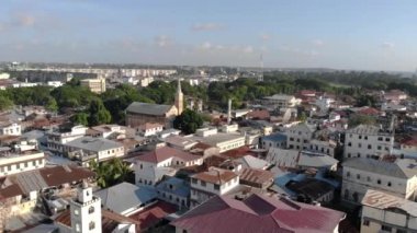 Stone Town, Zanzibar, Tanzanya 'nın hava görüntüleri..