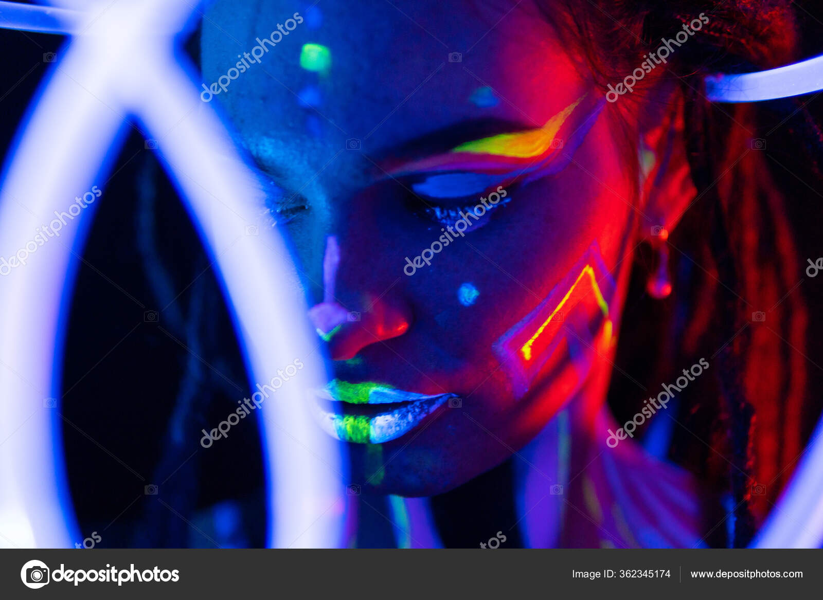 UV Neon Makeup - Fluorescent Blue