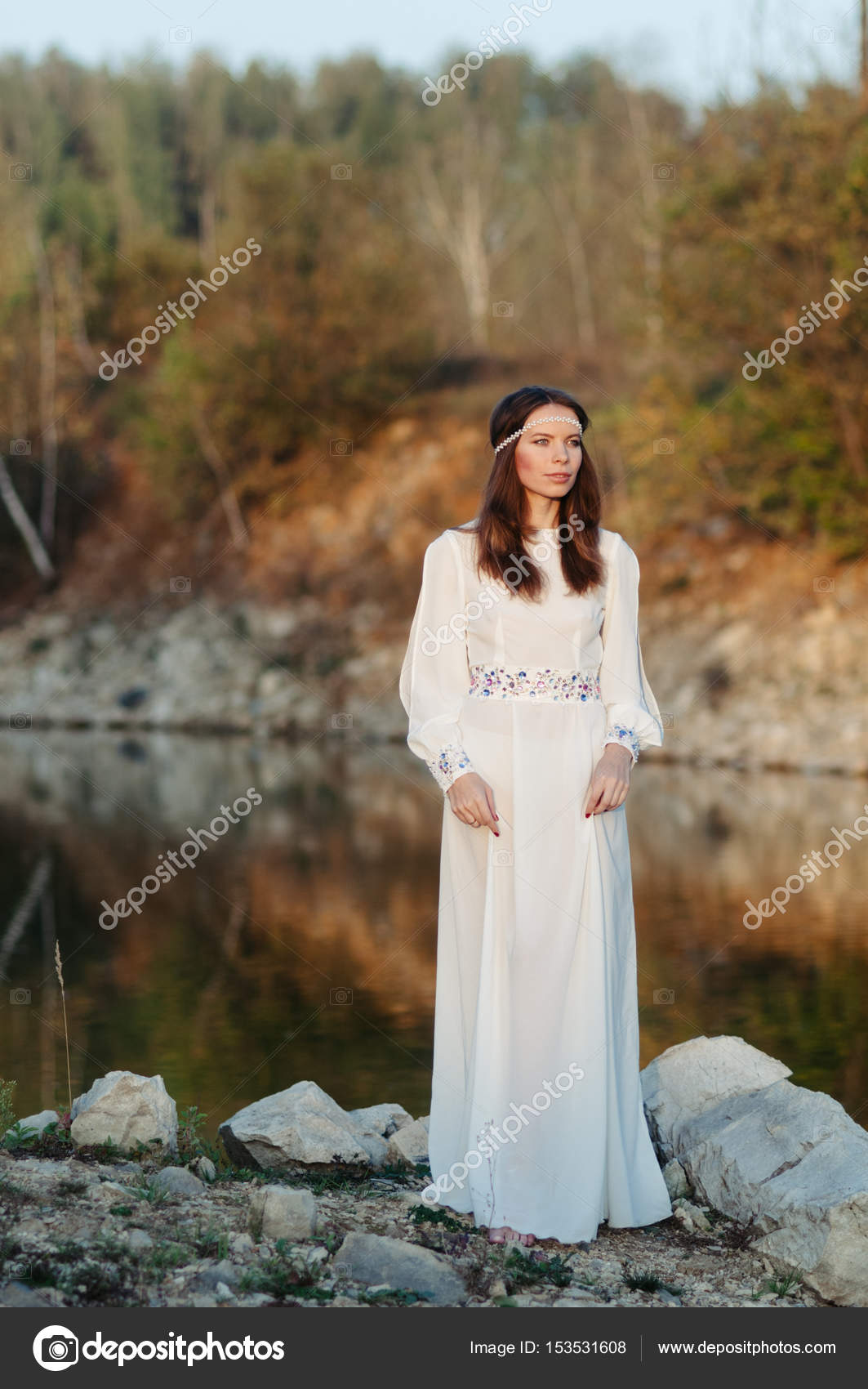 white dress by the shore