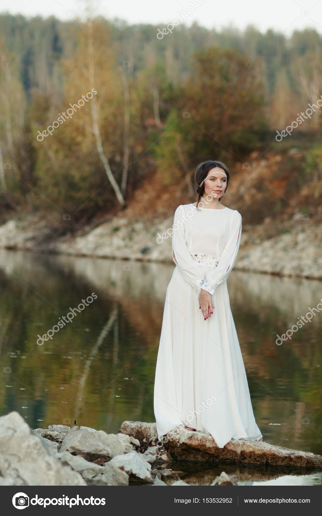 white dress by the shore