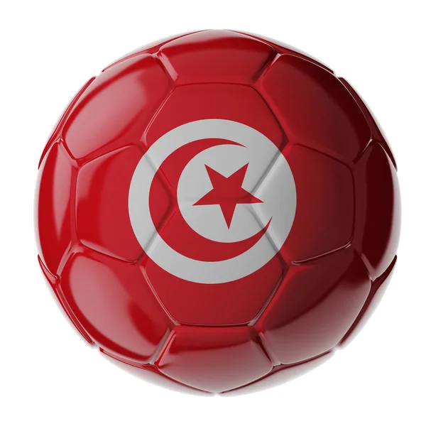 足球。突尼斯的旗子 — 图库照片