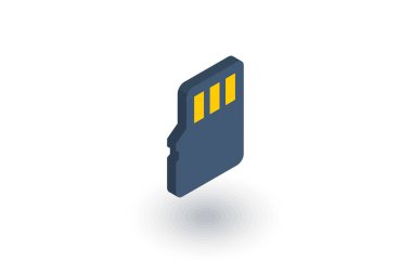 Flash bellek Sd Kart izometrik düz simgesi. 3B vektör