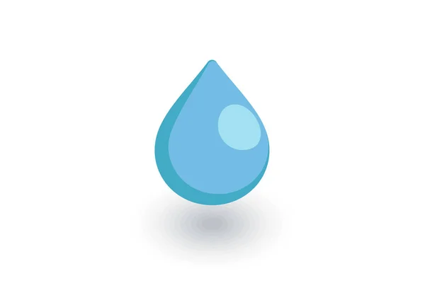 Water drop isometric flat icon. 3d vector — Stock Vector