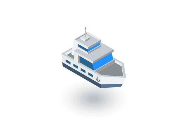 Icono plano isométrico del barco. vector 3d — Vector de stock