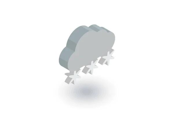 Snow, snowfall cloud, winter weather isometric flat icon. 3d vector — Stock Vector
