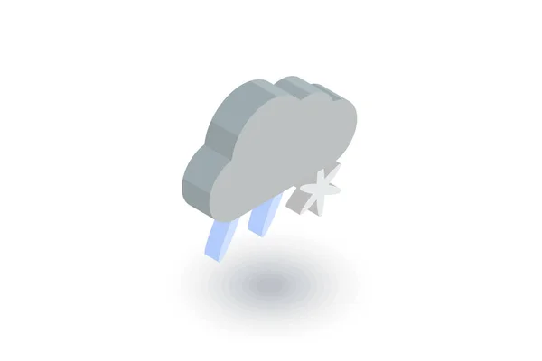 Wolk weer, sneeuw en regen isometrische platte pictogram. 3D-vector — Stockvector