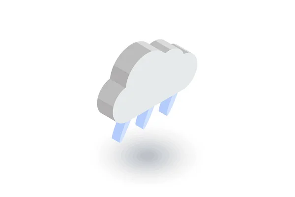 Nuvem, chuva ícone plano isométrico tempo. vetor 3d — Vetor de Stock